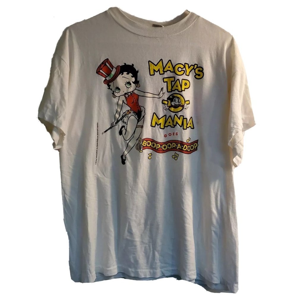Betty Boop & Bimbo T-Shirt Vintage 1995 Double Side Print Vecta XL Single Stitch